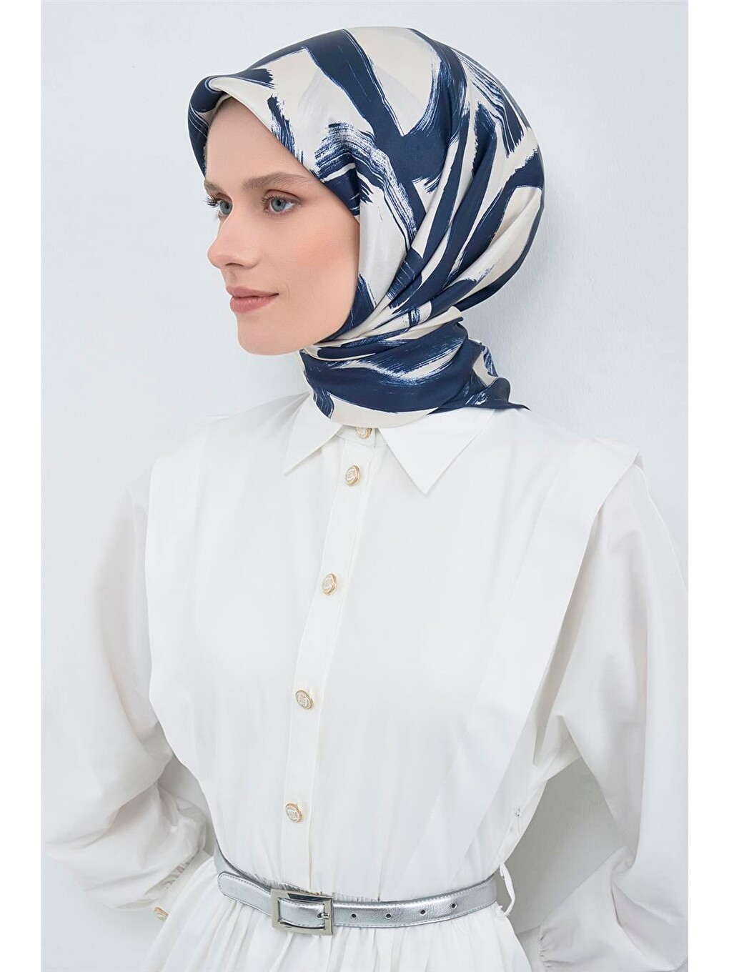 İndigo Saf İpek Sura Eşarp 9555D 02-2