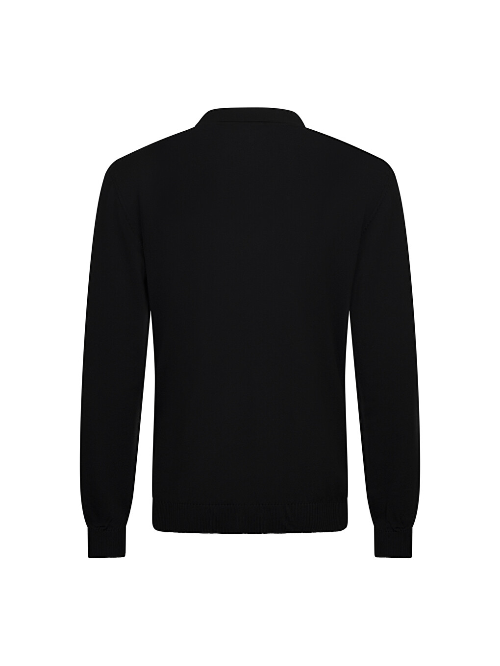 Siyah Regular Fit Fermuarlı Polo Yaka Rayon Triko Kazak-1
