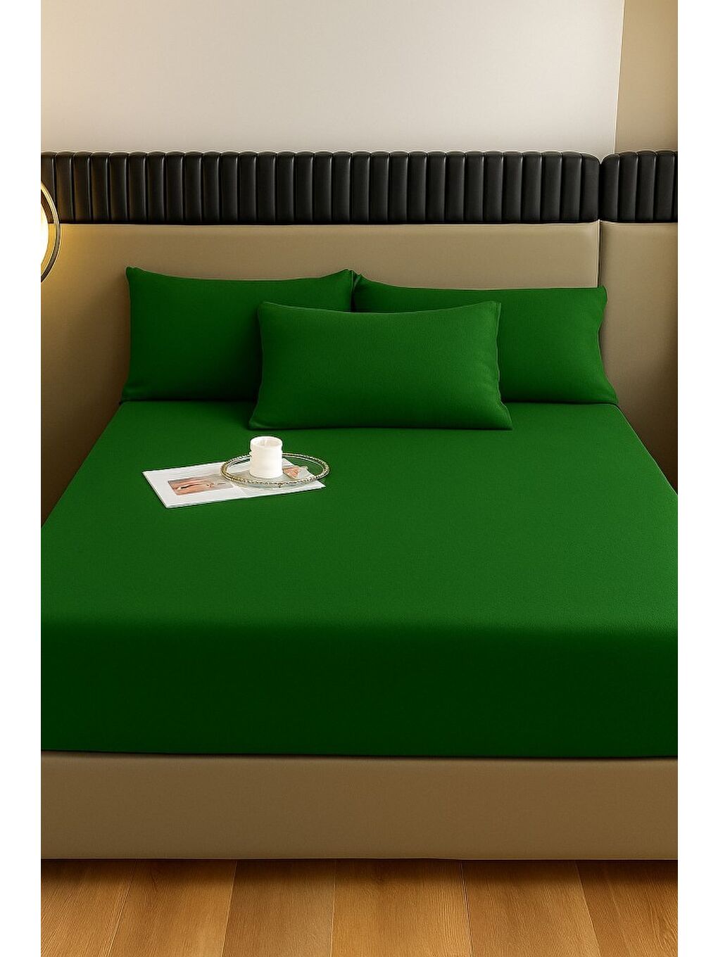 Yeşil Kışlık Tek Kişilik Kadife Lastikli Çarşaf 100x200+30-1