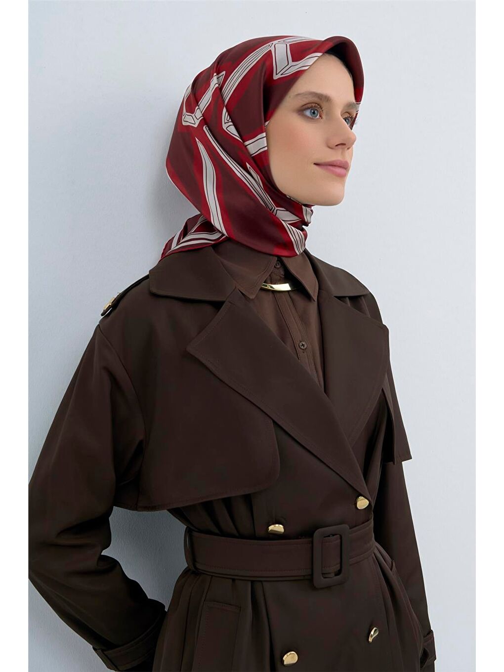 Bordo Saf İpek Twill Eşarp 9547D 83