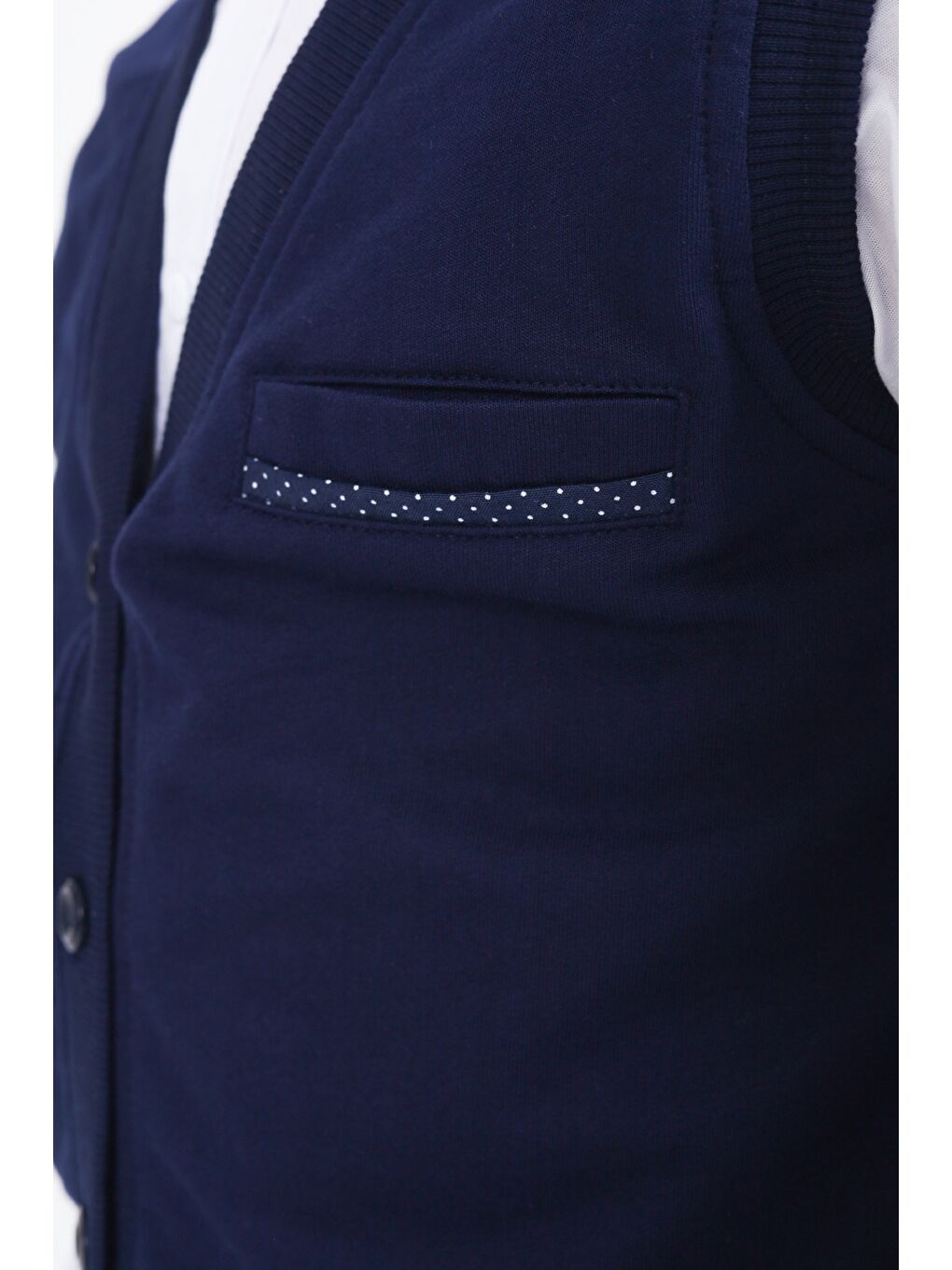 Lacivert Erkek Çocuk Düğmeli Yelek-3