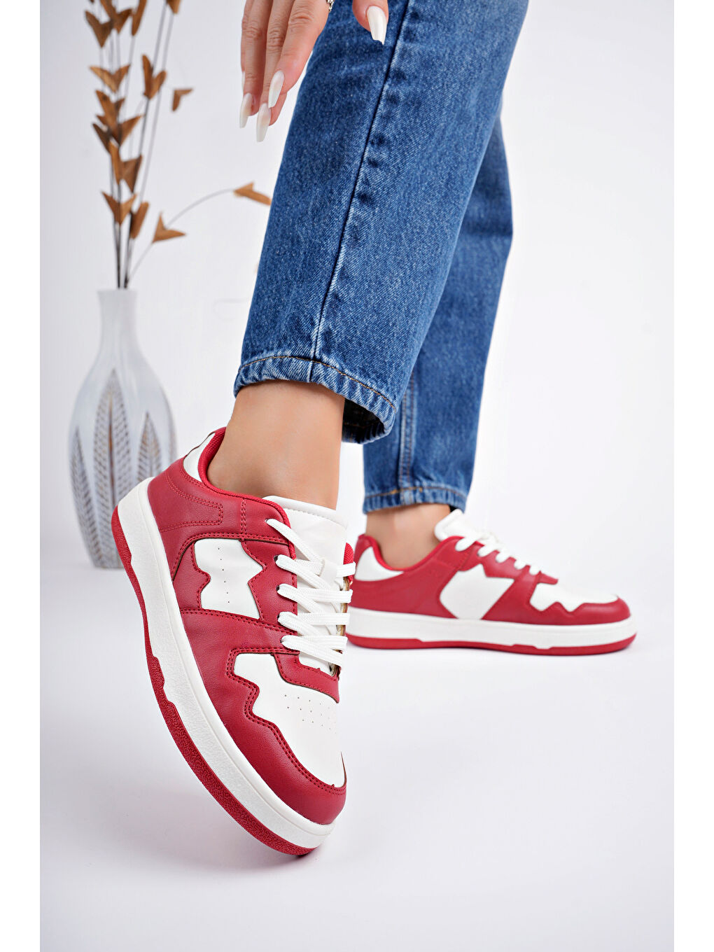 Kırmızı Kadın Günlük Sneaker Ayakkabı-4