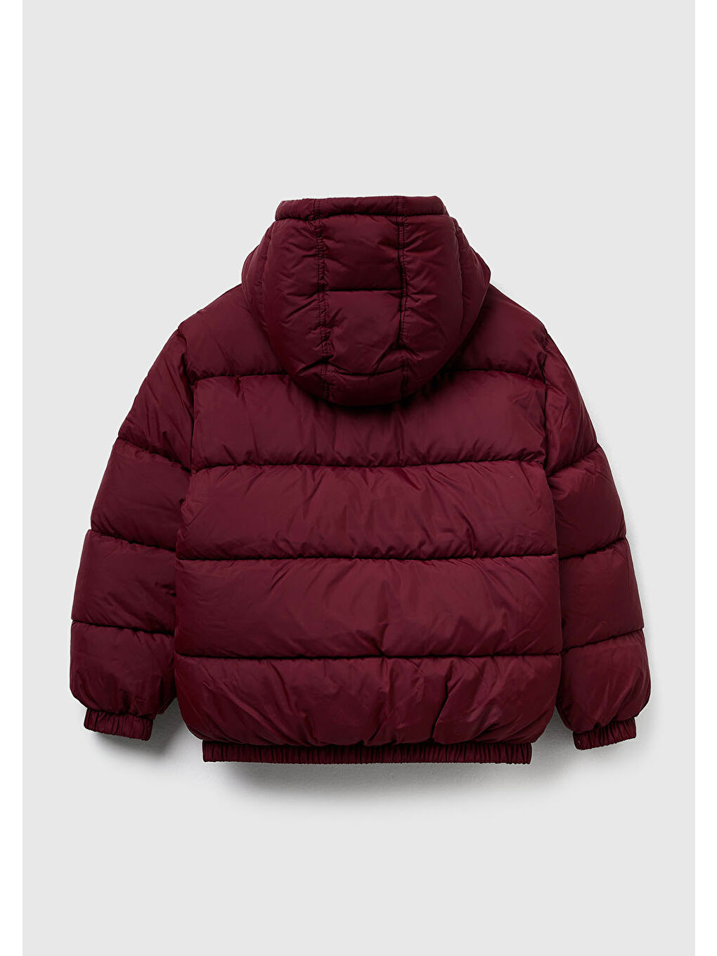Erkek Çocuk Bordo Logo Detaylı Fermuarlı Kapüşonlu Dolgulu Mont-1