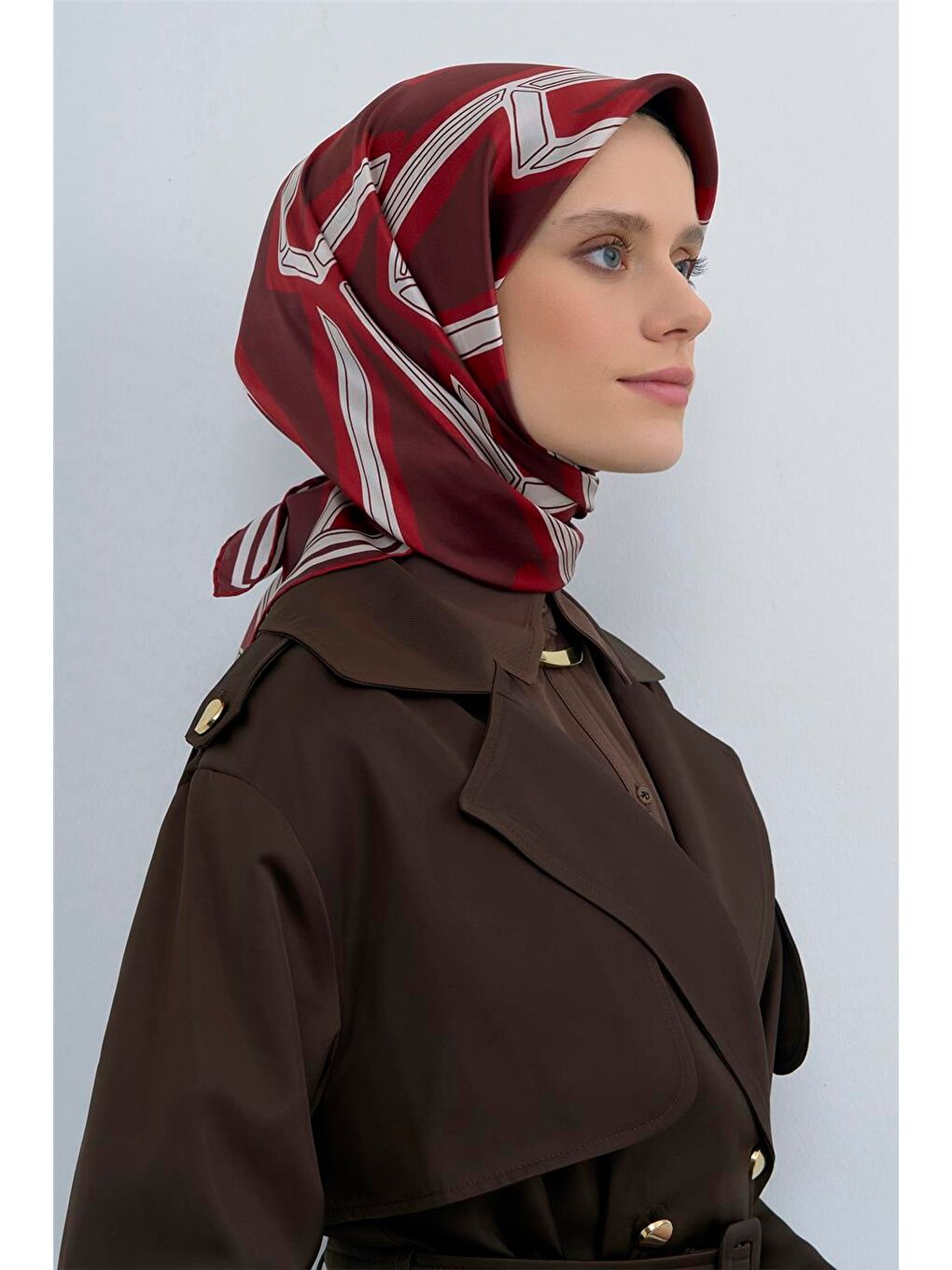 Bordo Saf İpek Twill Eşarp 9547D 83-1