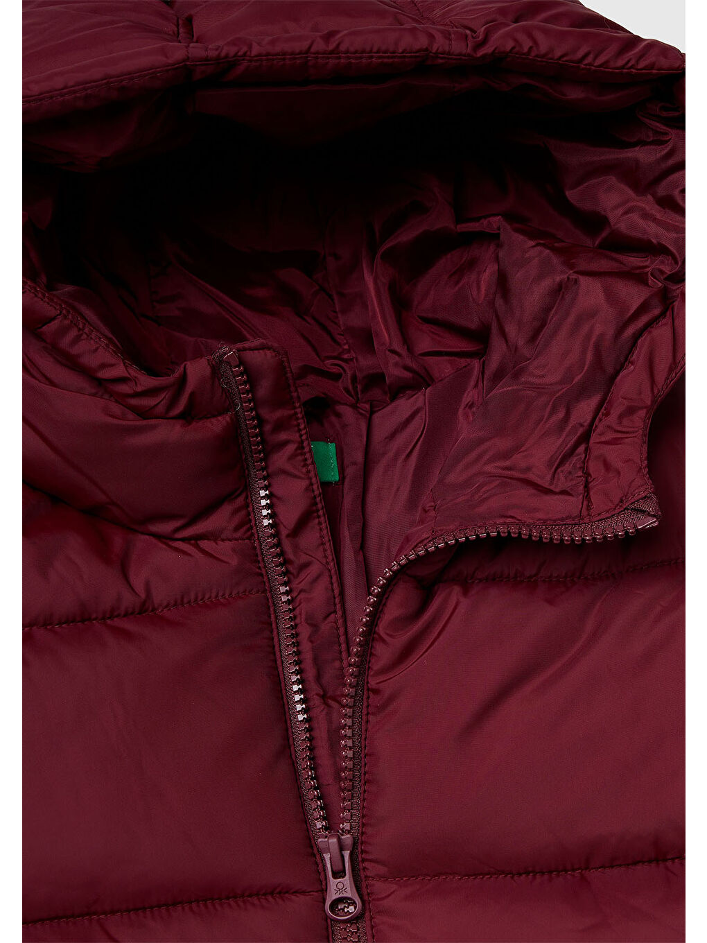 Erkek Çocuk Bordo Logo Detaylı Fermuarlı Kapüşonlu Dolgulu Mont-2