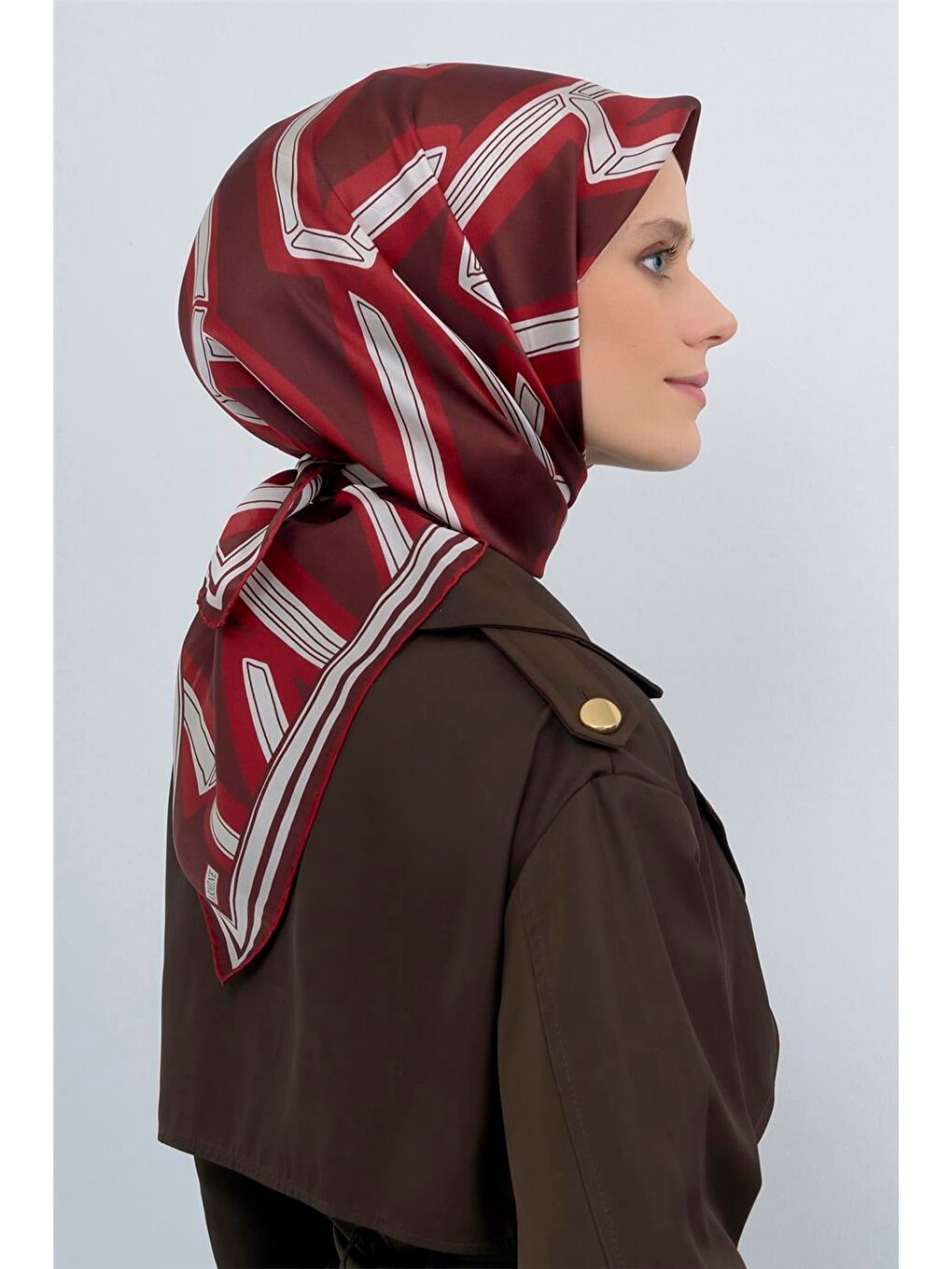 Bordo Saf İpek Twill Eşarp 9547D 83-3