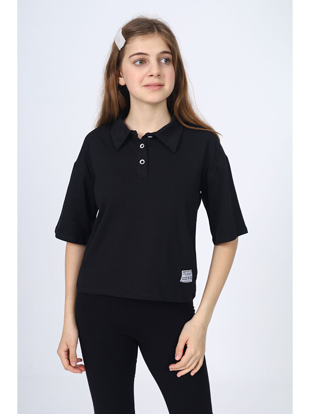 Siyah Kız Çocuk Okul Tişört