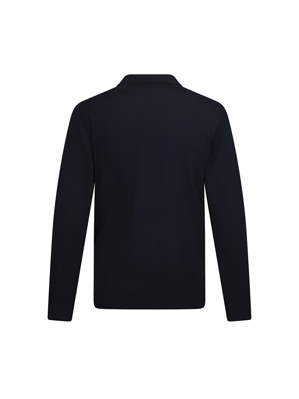 Lacivert Regular Fit Fermuarlı Polo Yaka Rayon Triko Kazak-1