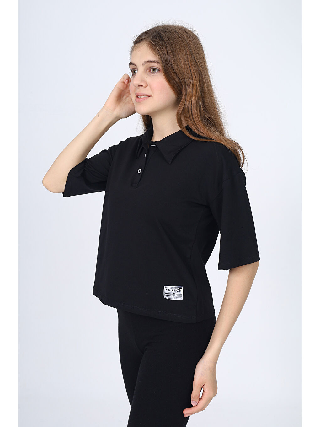 Siyah Kız Çocuk Okul Tişört-1