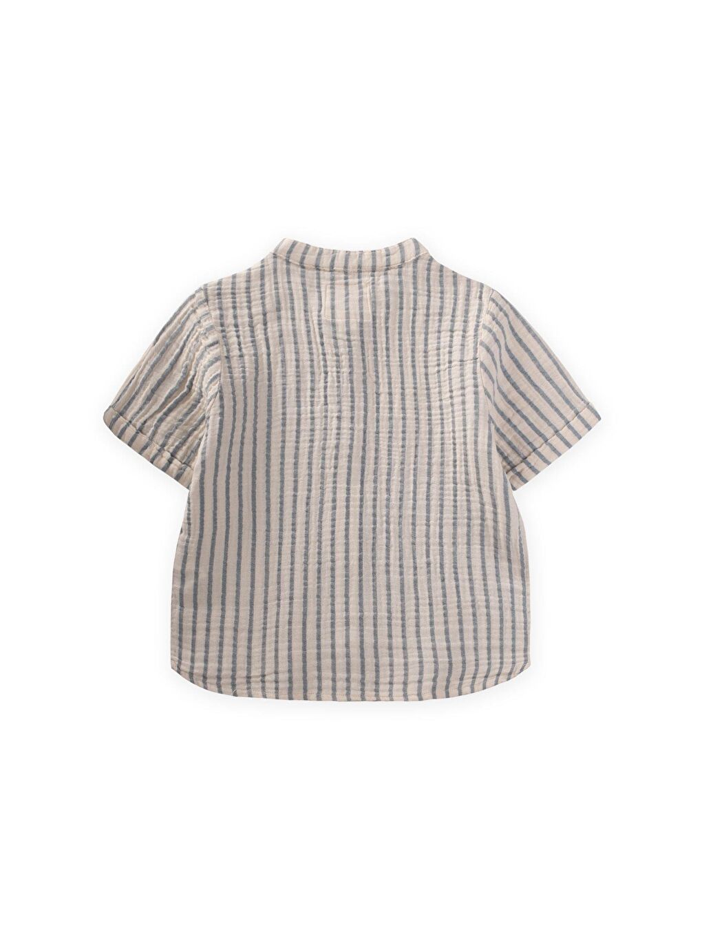 Müslin Gömlek 2-10 Yaş İndigo Kalın Çizgili-1
