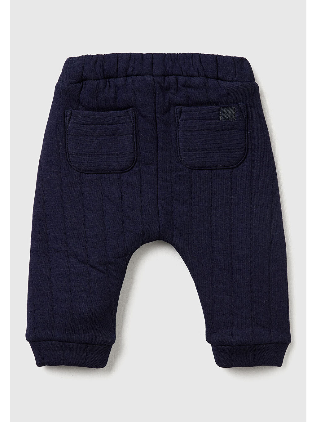 Bebek Lacivert Logo Etiketli Beli Lastikli İpli Hafif Dolgulu Eşofman Altı-1