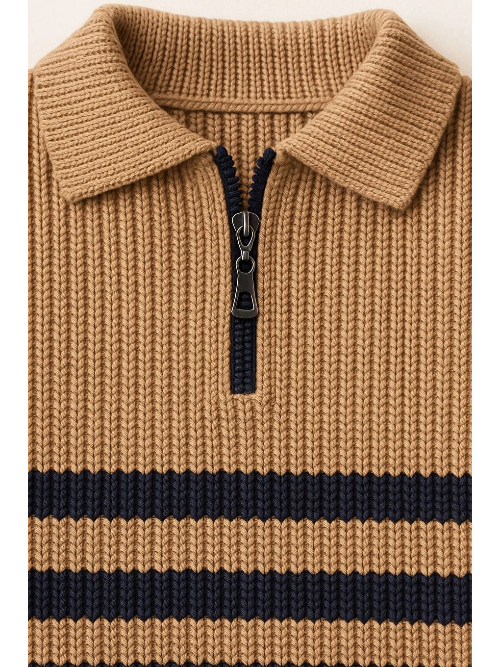 Kahverengi Çizgili Triko Kazak 4099-1