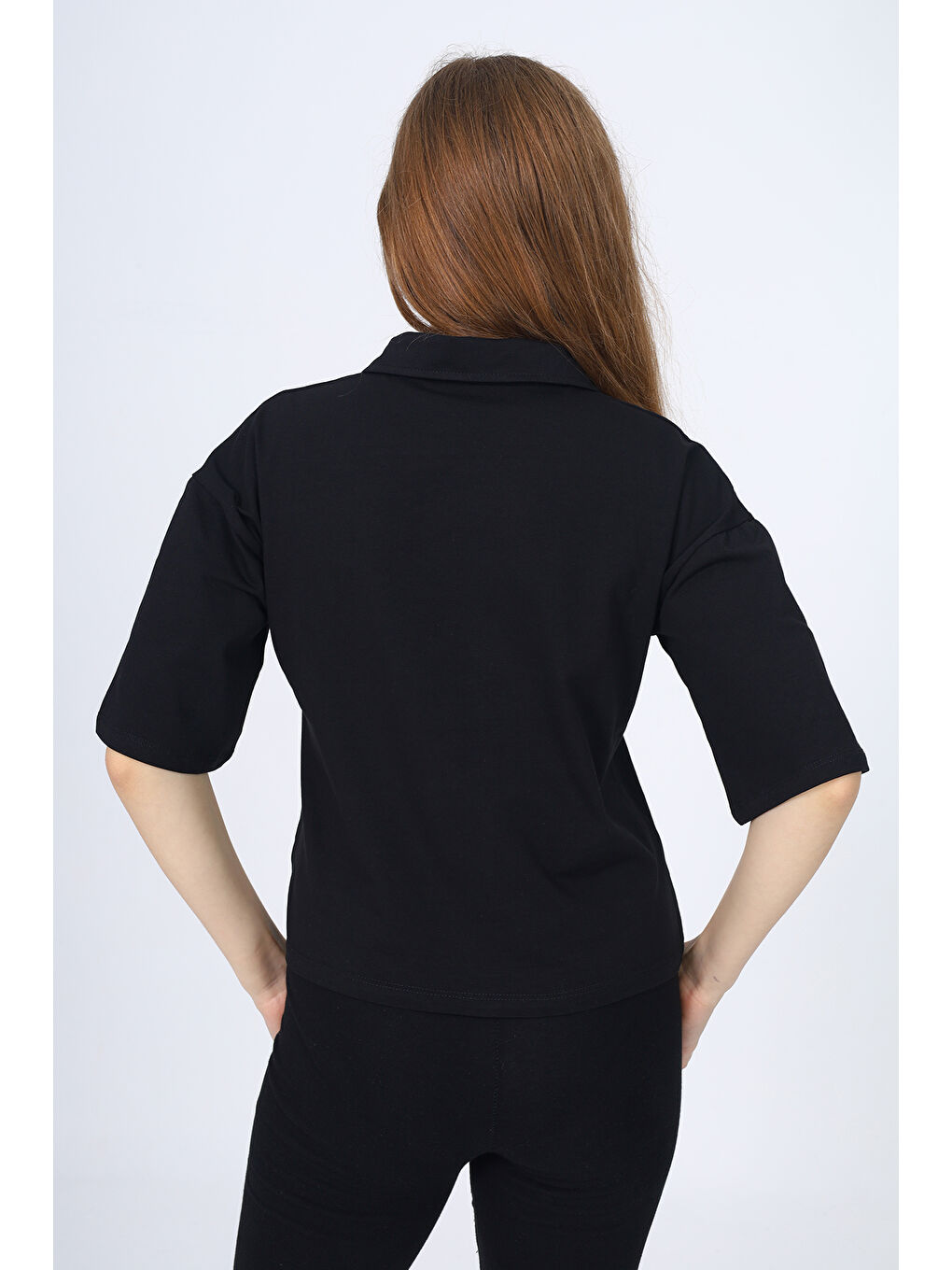 Siyah Kız Çocuk Okul Tişört-3