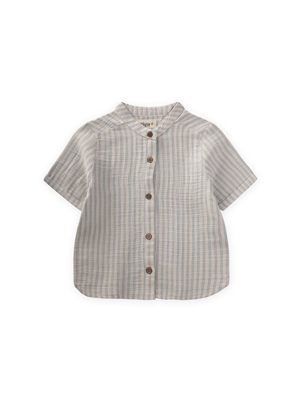 Müslin Gömlek 2-10 Yaş Mavi Çift Çizgili