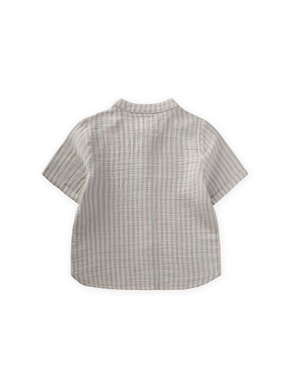 Müslin Gömlek 2-10 Yaş Mavi Çift Çizgili-1