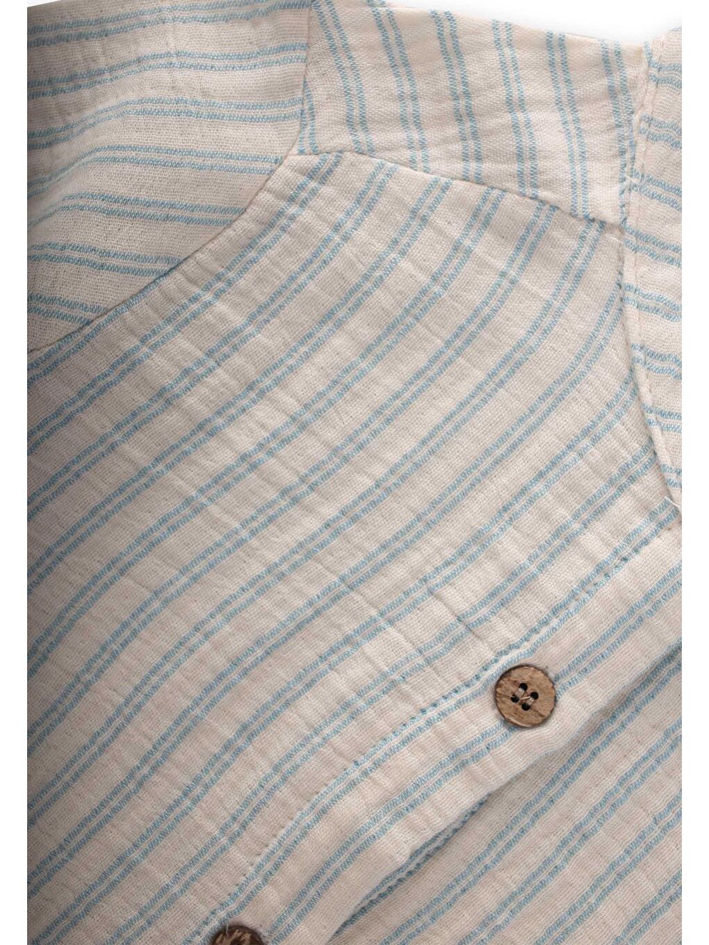 Müslin Gömlek 2-10 Yaş Mavi Çift Çizgili-2