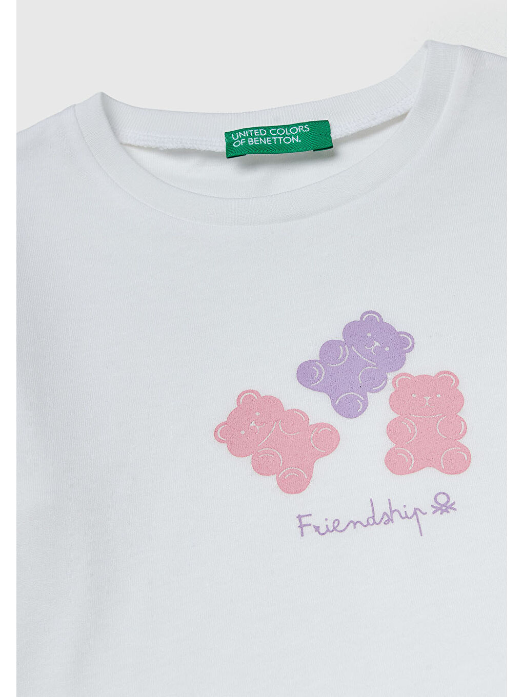 Ekru Kız Çocuk Krem Önü Baskılı Ribana Yakalı Regular Fit Sweatshirt-2