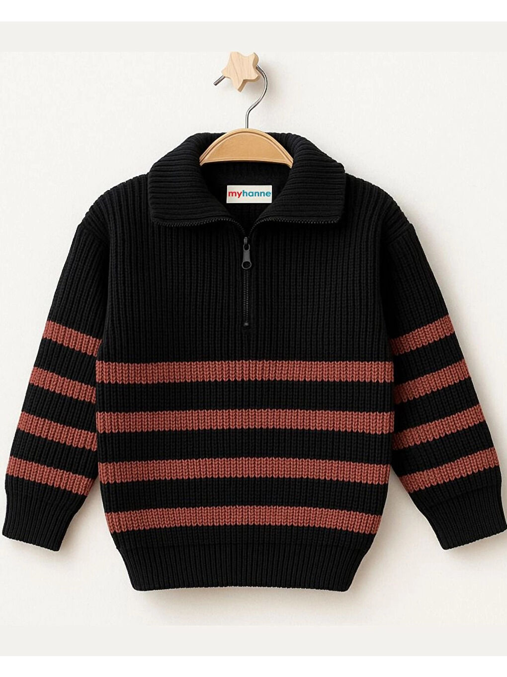 Siyah Çizgili Triko Kazak 4099-1