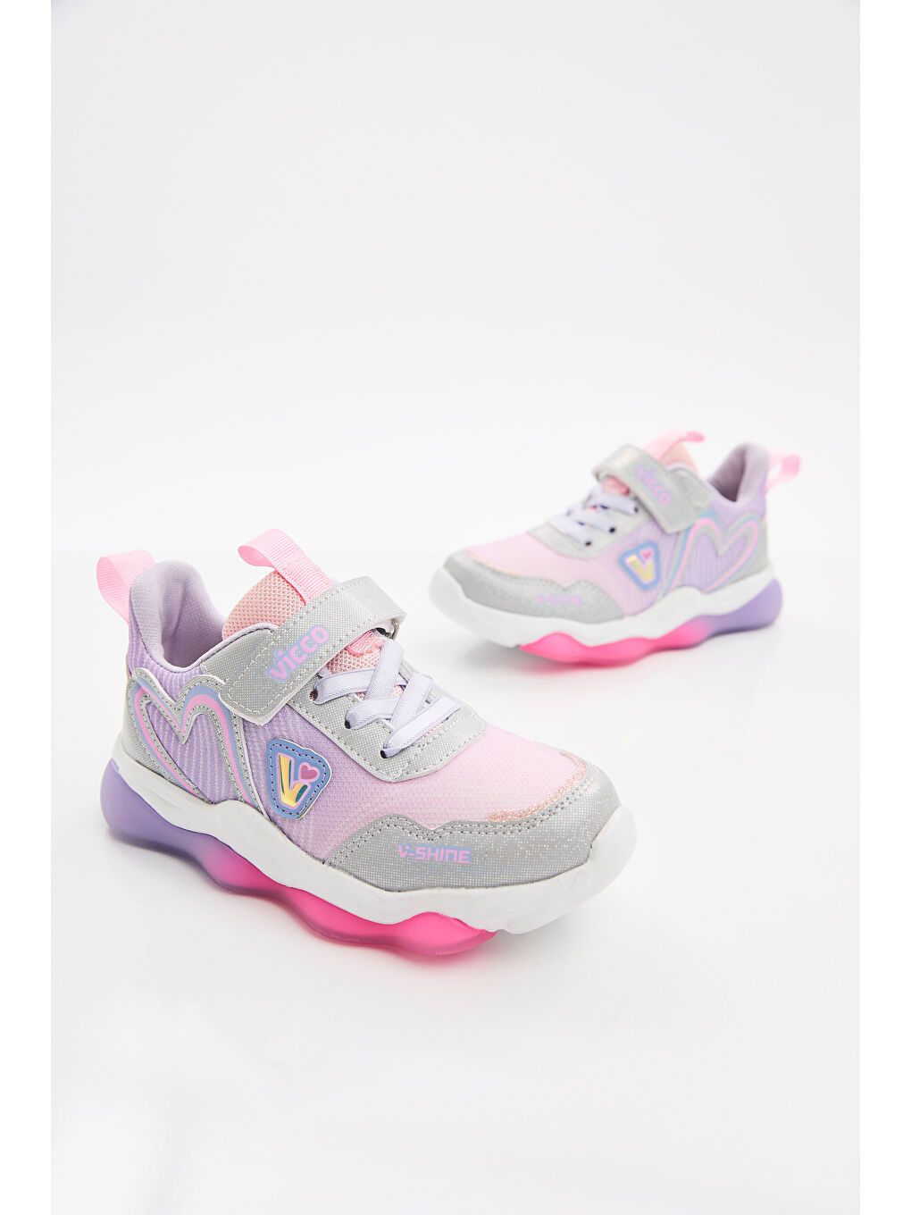 Heart Işıklı Kız Okul Öncesi Lila Spor Ayakkabı-4