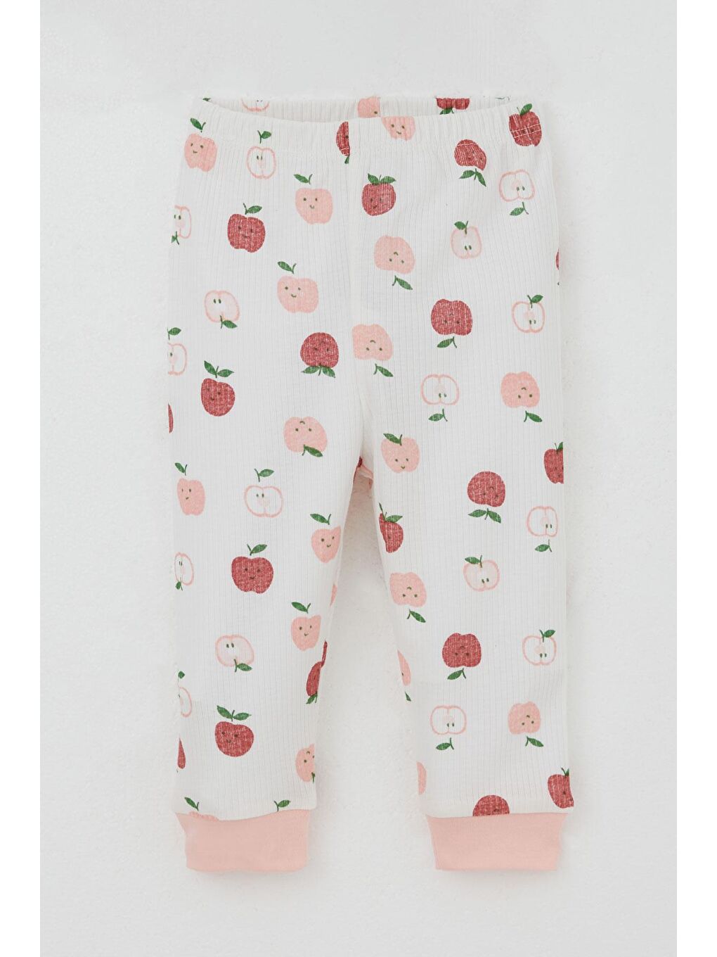 Kız Bebek Pijama Takımı Omuzdan Patlı Sevimli Minik Elma Desenli Ekru (4 Ay-1 Yaş)-4