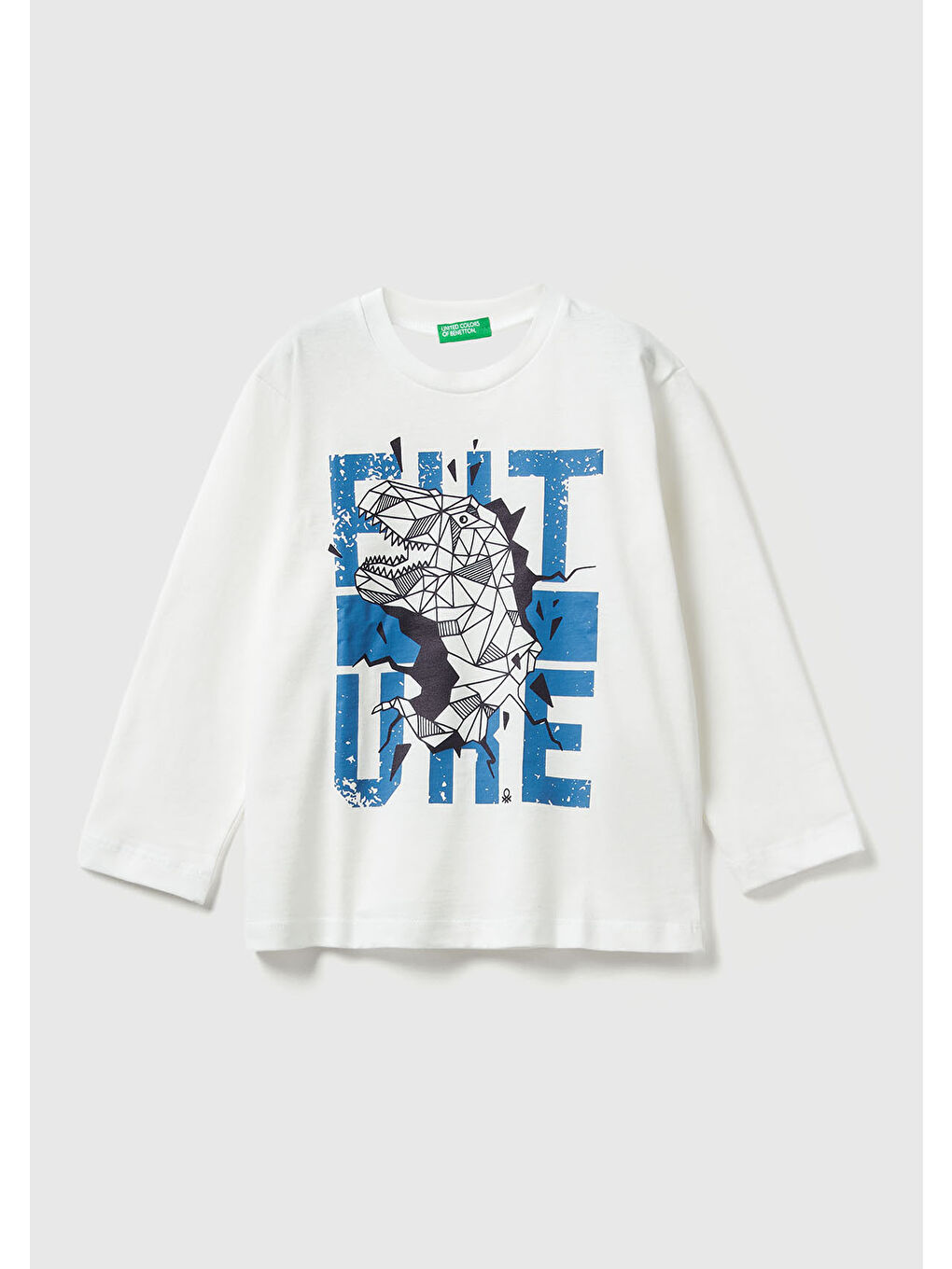 Erkek Çocuk Ekru Baskılı Relaxed Fit Jarse Uzun Kollu T-shirt