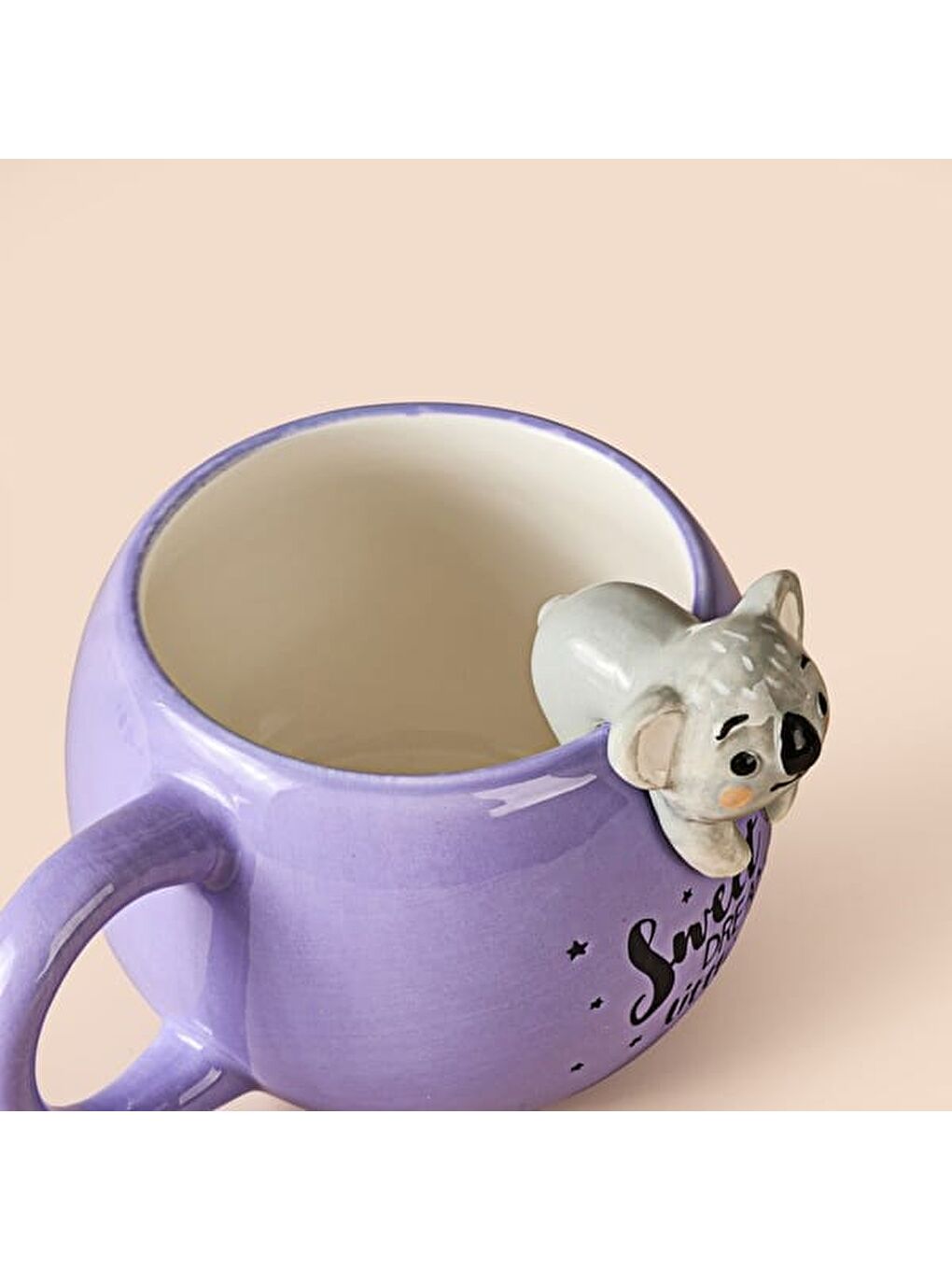 Kitchen Koala Desenli Seramik Kupa - Mor - 400 ml-3