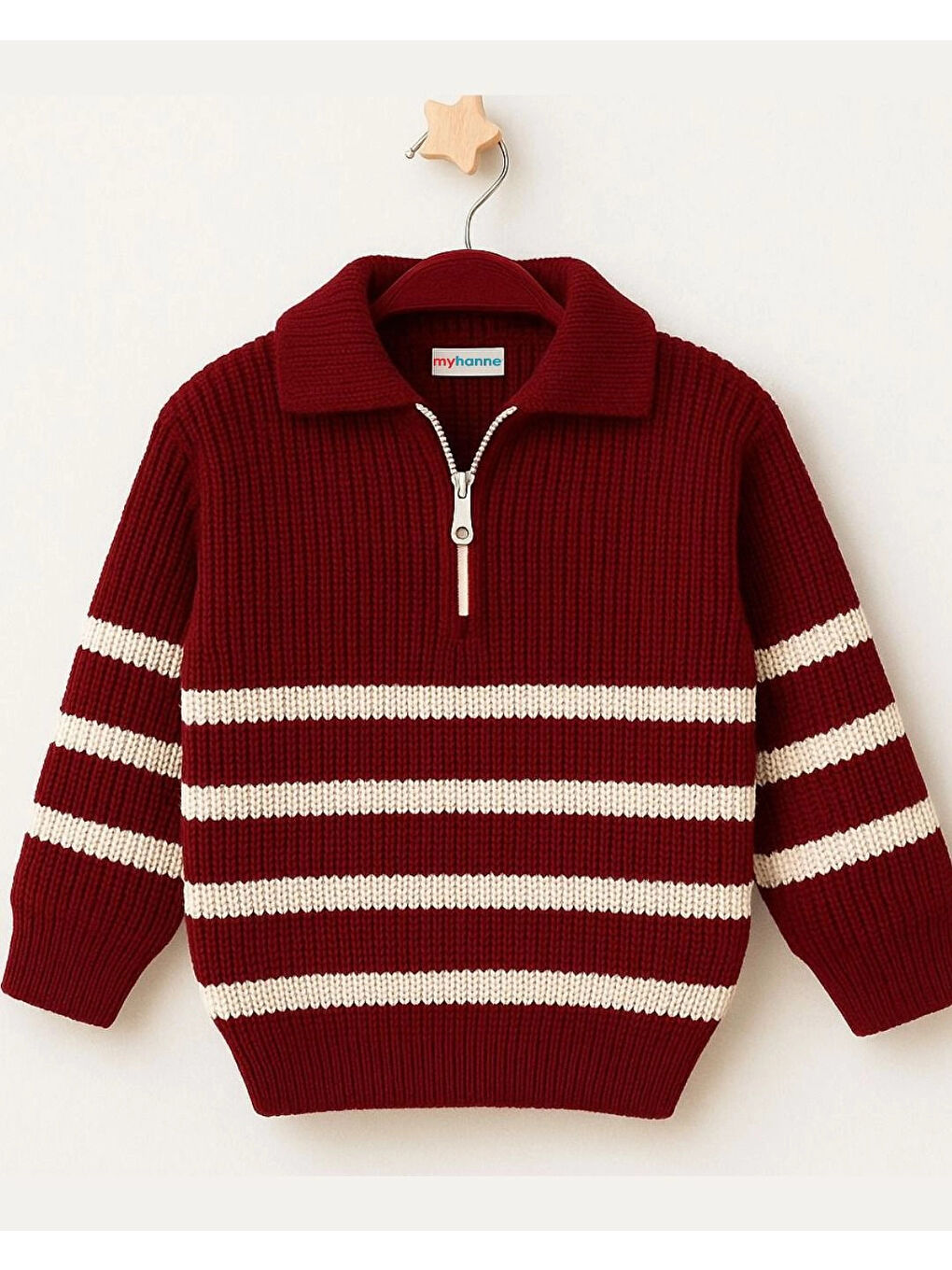 Kırmızı Çizgili Triko Kazak 4099