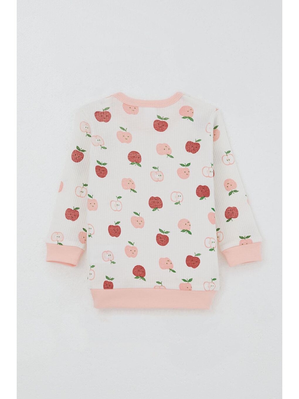 Kız Bebek Pijama Takımı Omuzdan Patlı Sevimli Minik Elma Desenli Ekru (4 Ay-1 Yaş)-6
