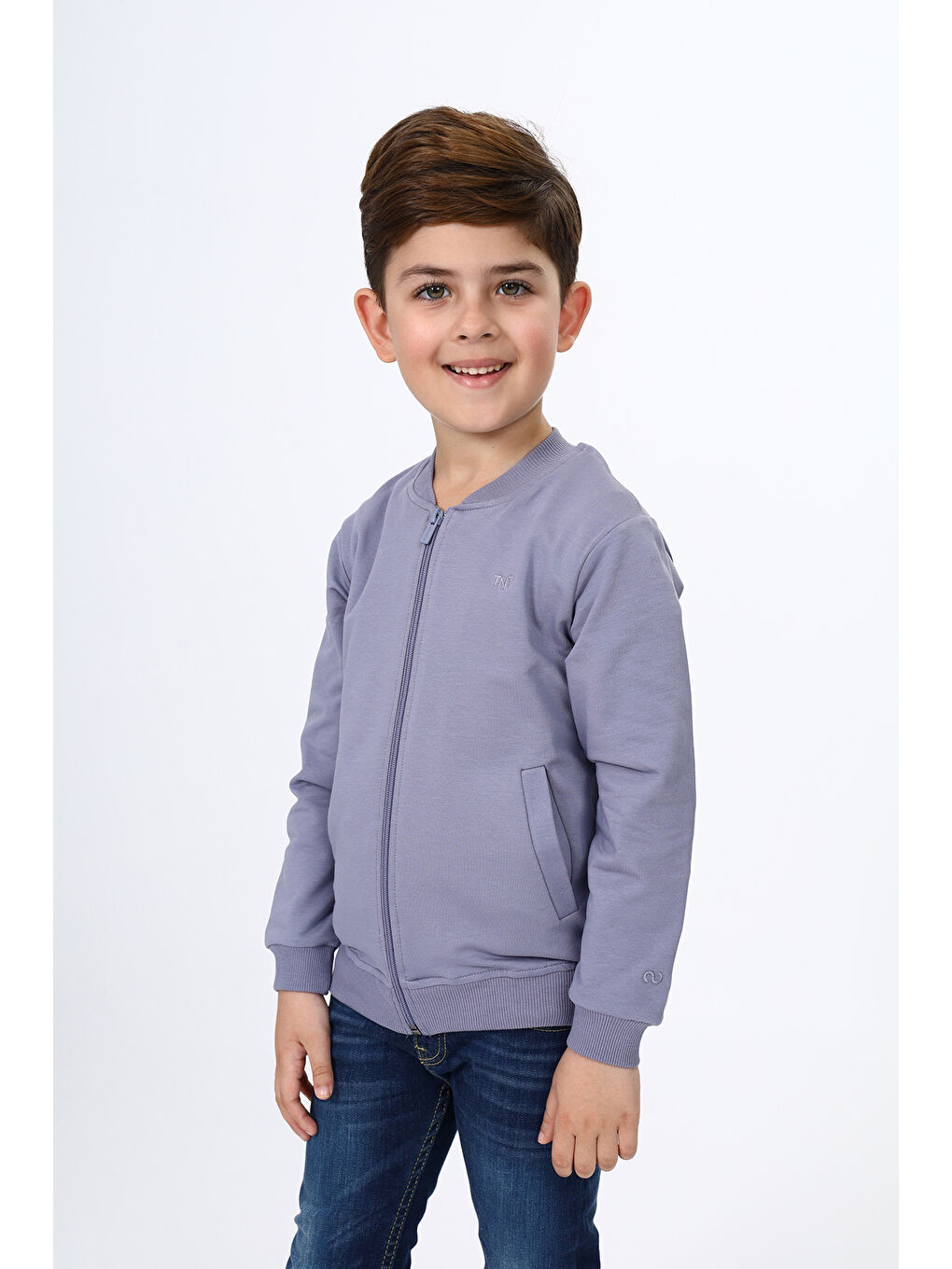 Toontoykids Gri Erkek Çocuk Nakışlı Fermuarlı Sweatshirt - 3