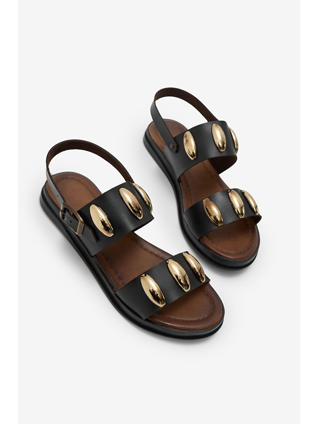 Kadın Siyah Termo Taban Tokalı Tek Bantlı Sandalet-3