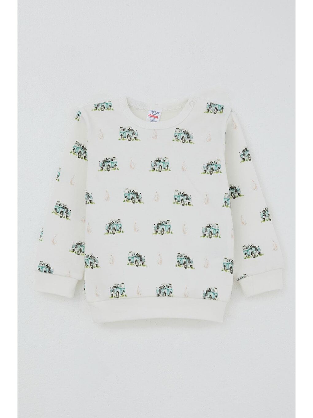 Erkek Bebek Pijama Takımı Omuzdan Patlı Macera Temalı Küçük Kaşif Ekru (4 Ay-1 Yaş)-1