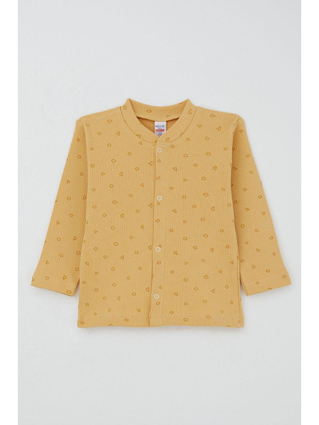 Erkek Bebek Pijama Takımı Mini Geometrik Şekiller Hardal Sarı (4-9 Ay)-1