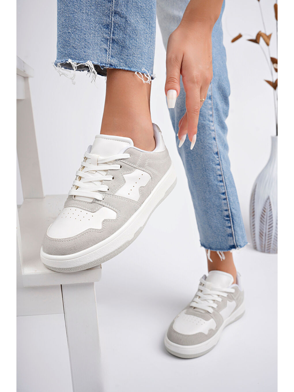 Gri Kadın Günlük Sneaker Ayakkabı-3