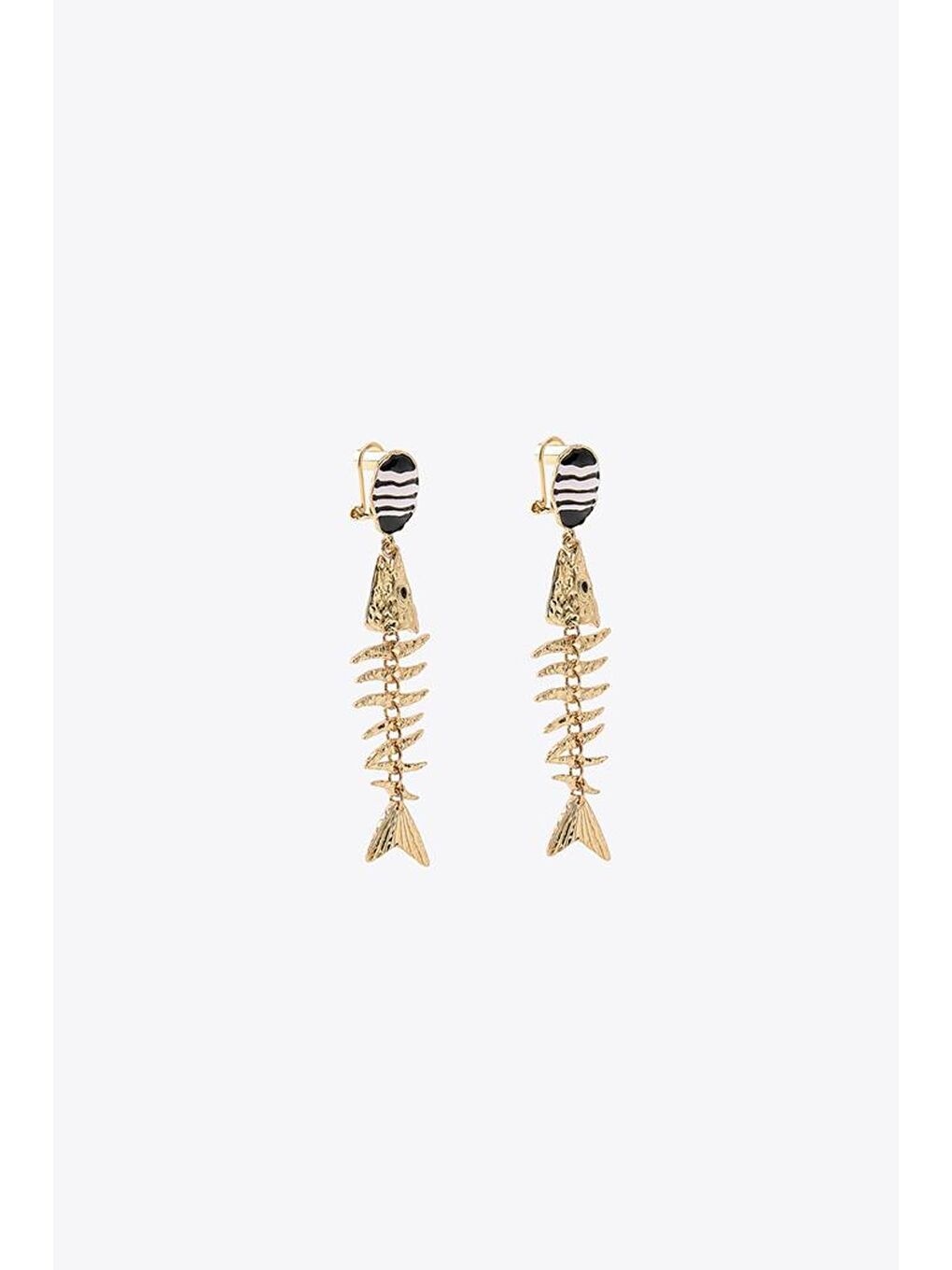 Sarı Metal Fisbone Balık Küpe-1