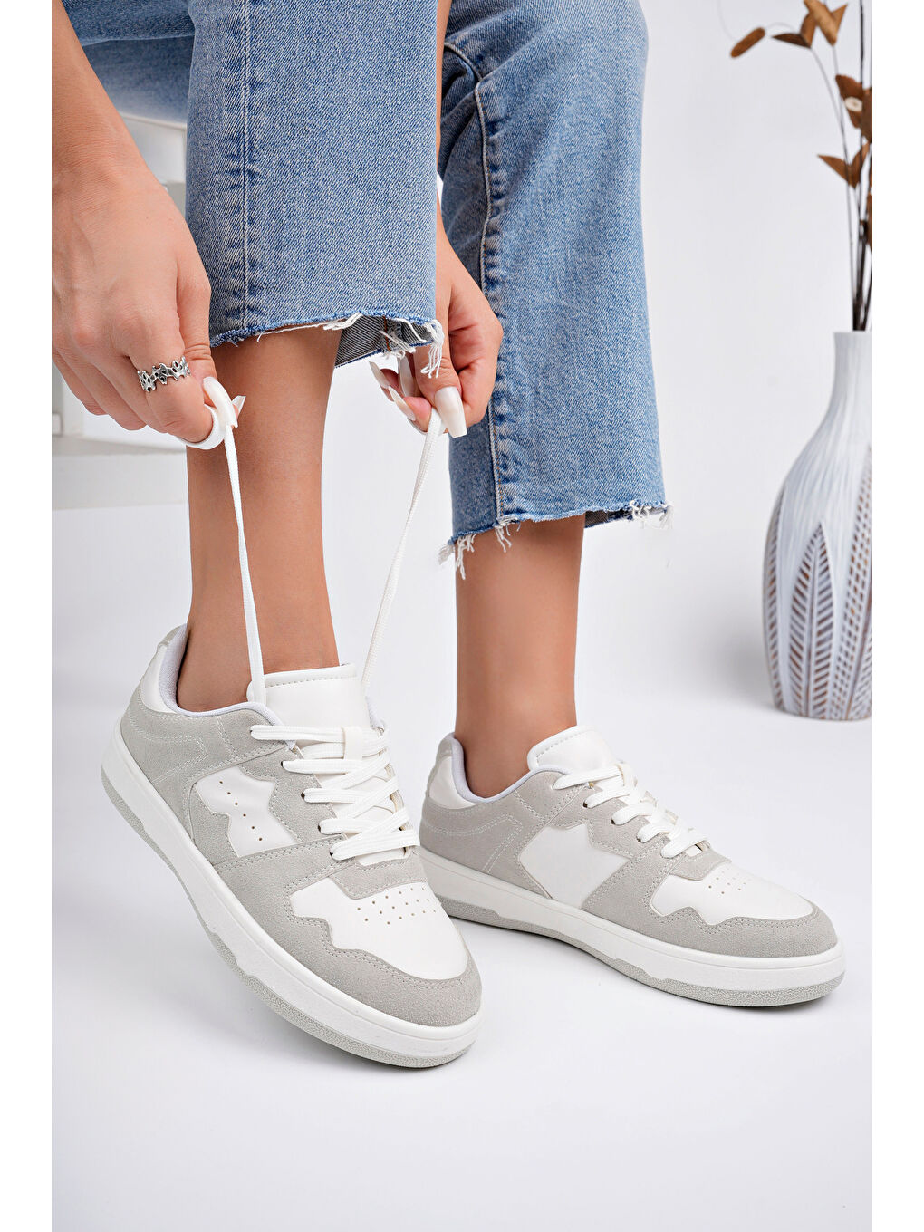 Gri Kadın Günlük Sneaker Ayakkabı-4