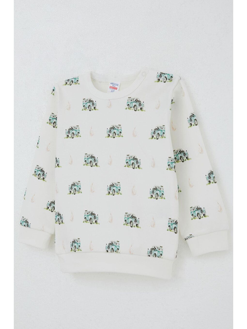 Erkek Bebek Pijama Takımı Omuzdan Patlı Macera Temalı Küçük Kaşif Ekru (4 Ay-1 Yaş)-2