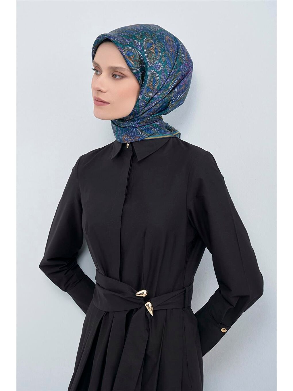 İndigo Saf İpek Twill Eşarp 9540D 80