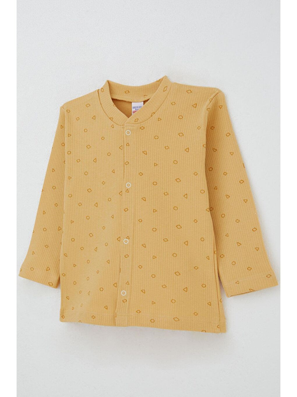 Erkek Bebek Pijama Takımı Mini Geometrik Şekiller Hardal Sarı (4-9 Ay)-5