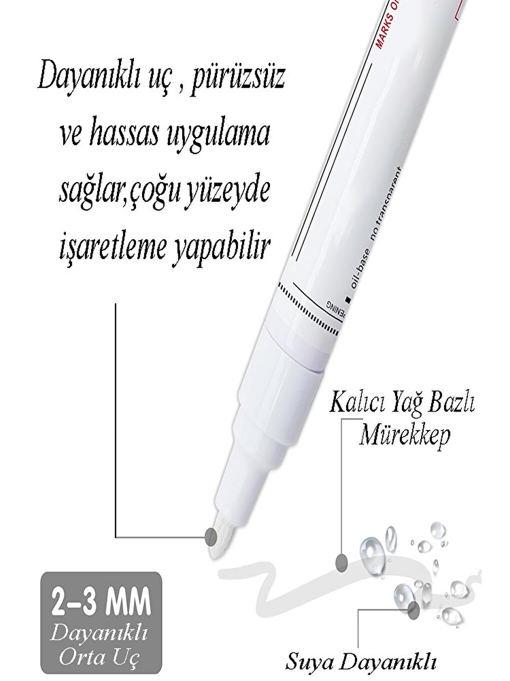 Beyaz Keçeli Kalem 1 Adet Markör Kalıcı Marker Kalem Lastik Seramik Cam Metal Ahşap Plastik Taş-1