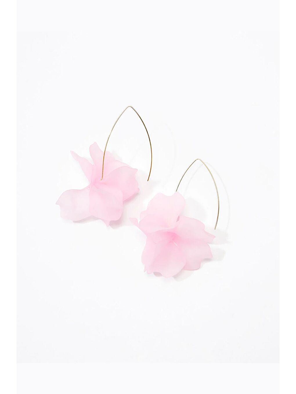 Pembe Holulu Çiçekli Küpe-1