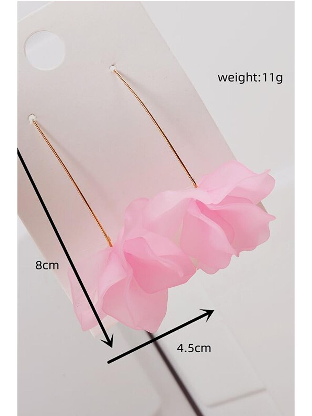 Pembe Holulu Çiçekli Küpe-2