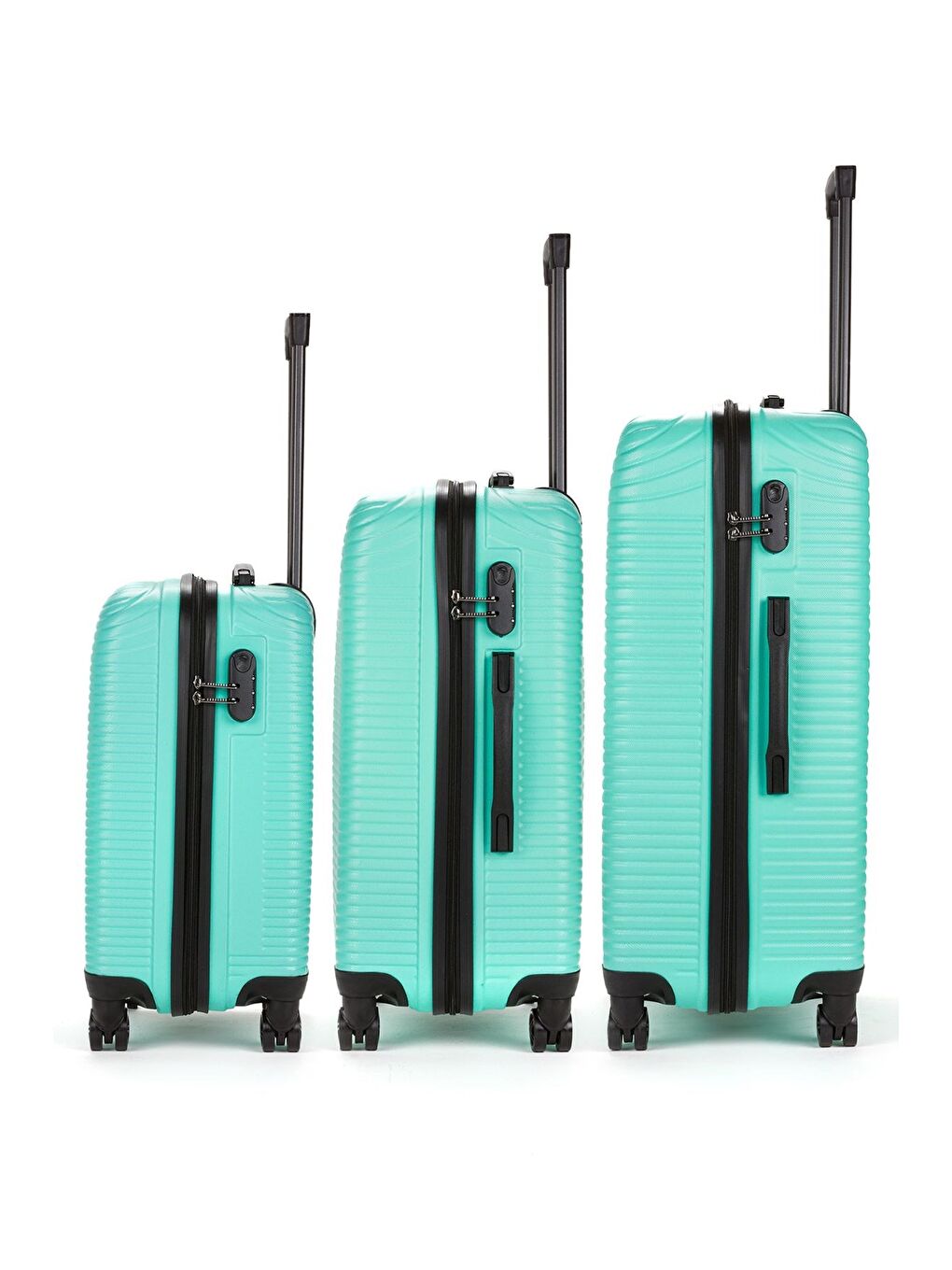 Turkuaz ABS Unisex Büyük, Orta, Kabin Boy 3'lü Valiz Seti FSL125-1