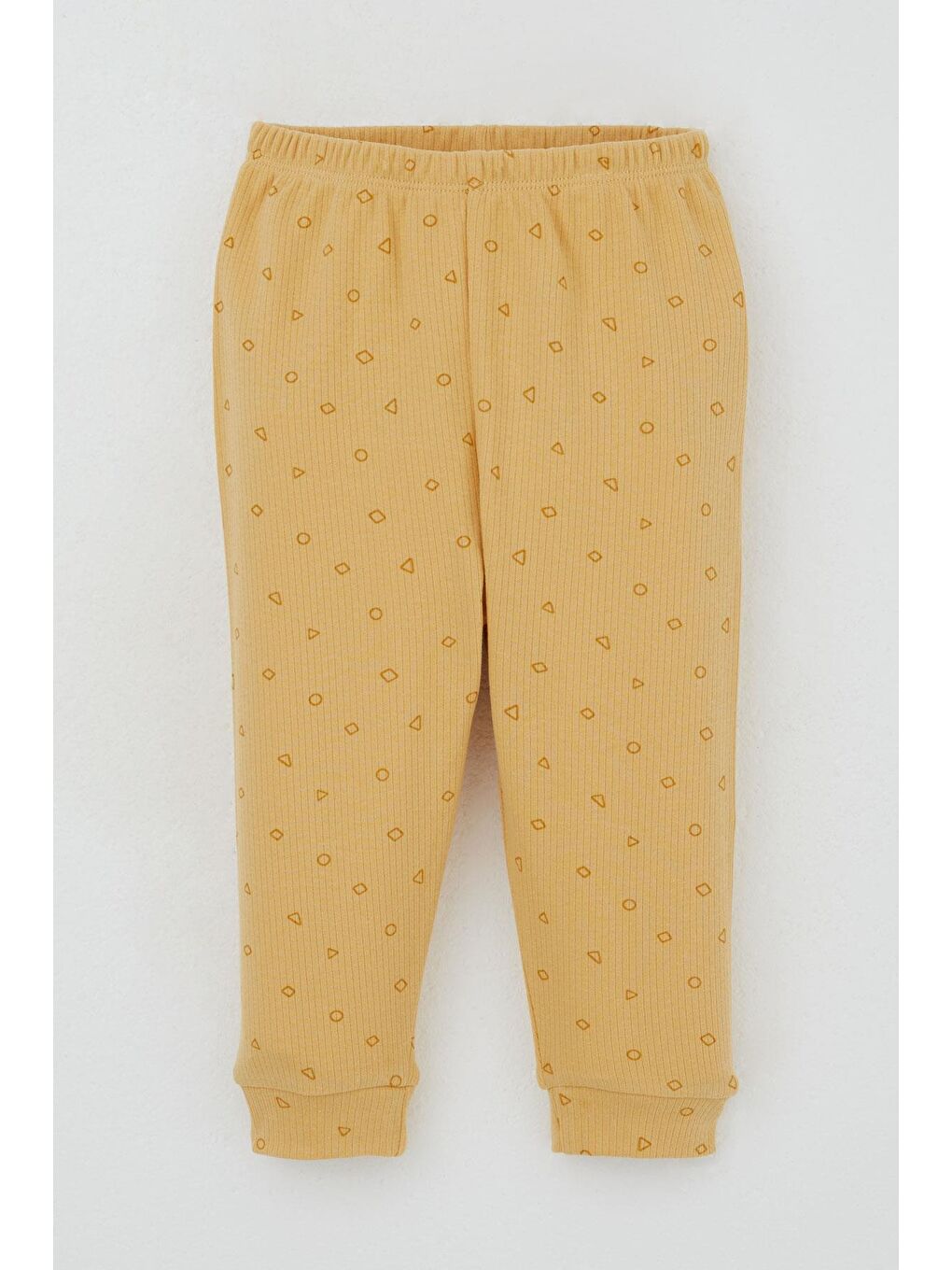 Erkek Bebek Pijama Takımı Mini Geometrik Şekiller Hardal Sarı (4-9 Ay)-2