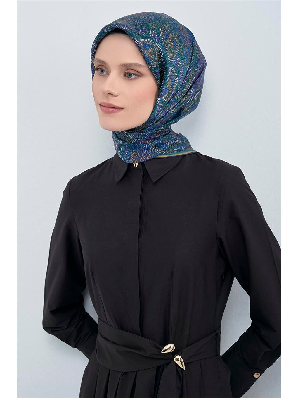 İndigo Saf İpek Twill Eşarp 9540D 80-1