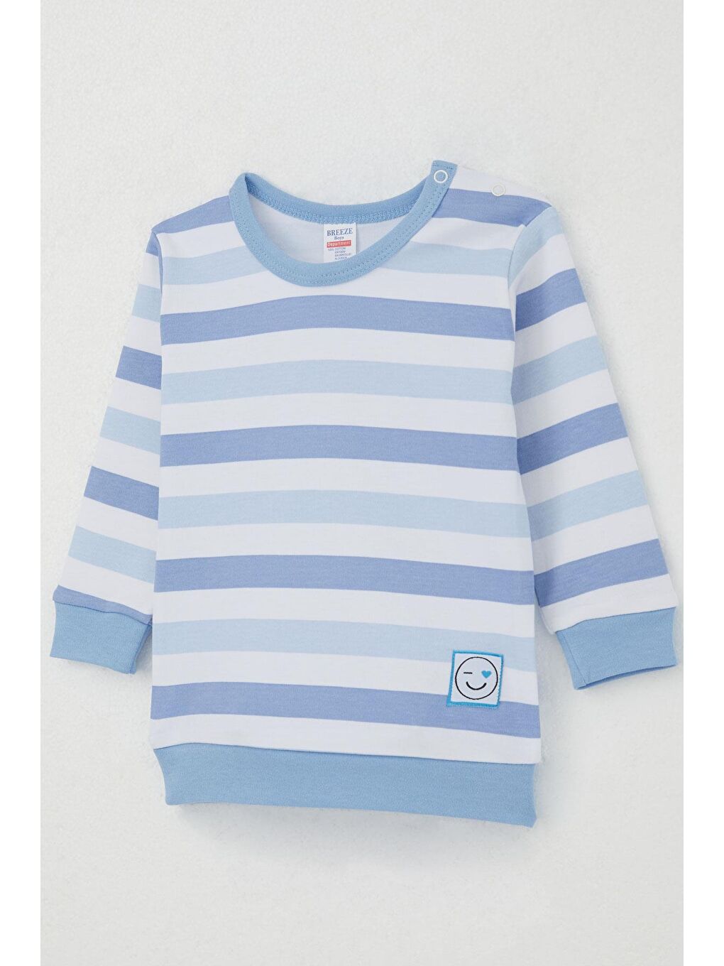 Erkek Bebek Pijama Takımı Omuzdan Patlı Sevgi Temalı Emoji Armalı Karışık Renk (4 Ay-1 Yaş)-1