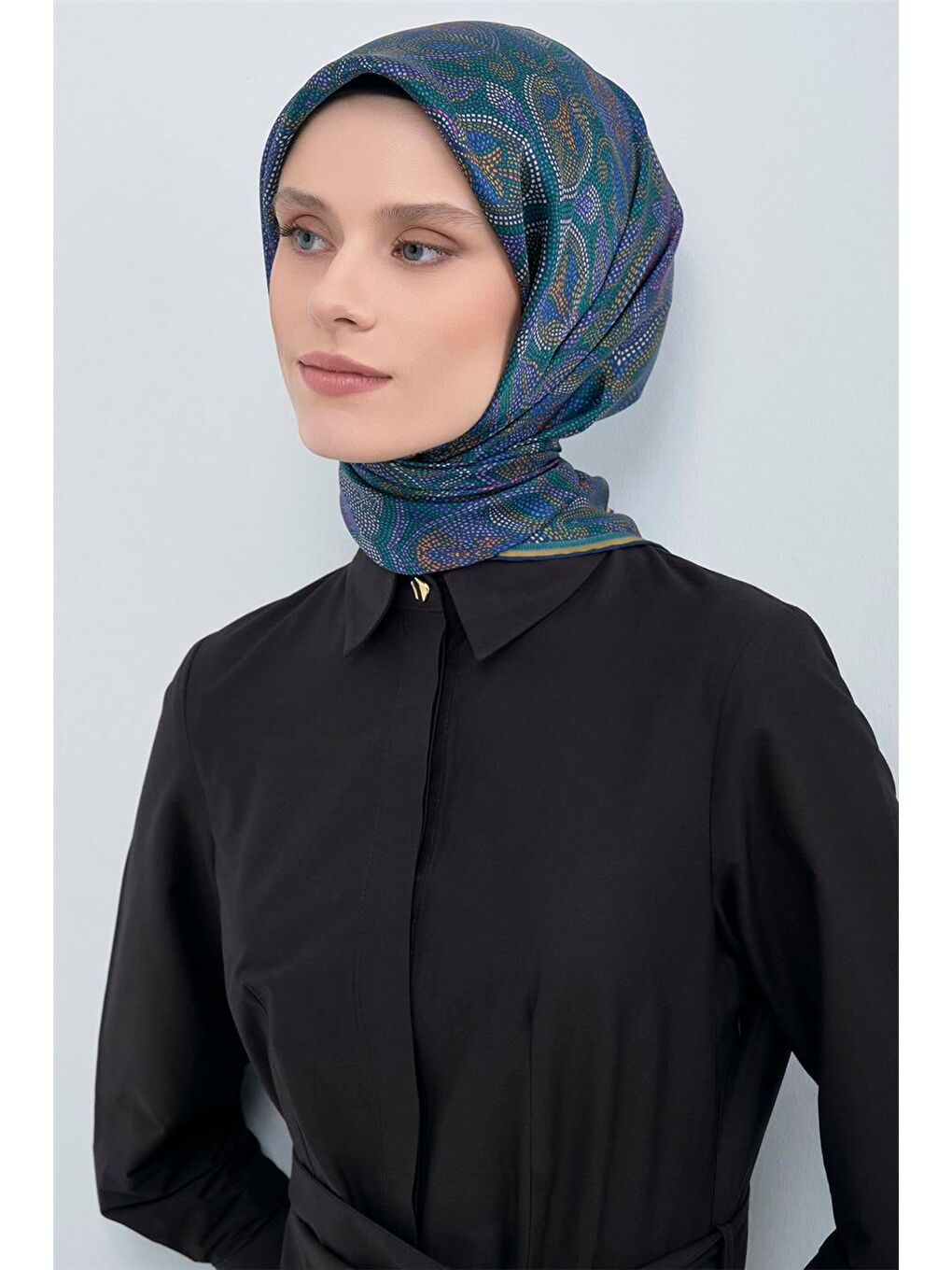 İndigo Saf İpek Twill Eşarp 9540D 80-2