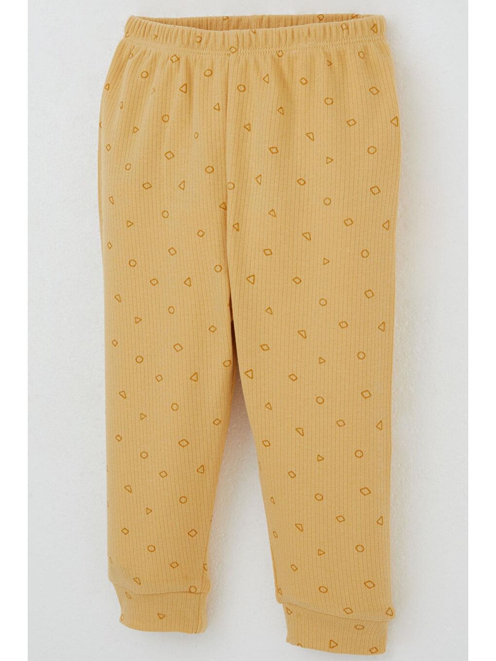 Erkek Bebek Pijama Takımı Mini Geometrik Şekiller Hardal Sarı (4-9 Ay)-6