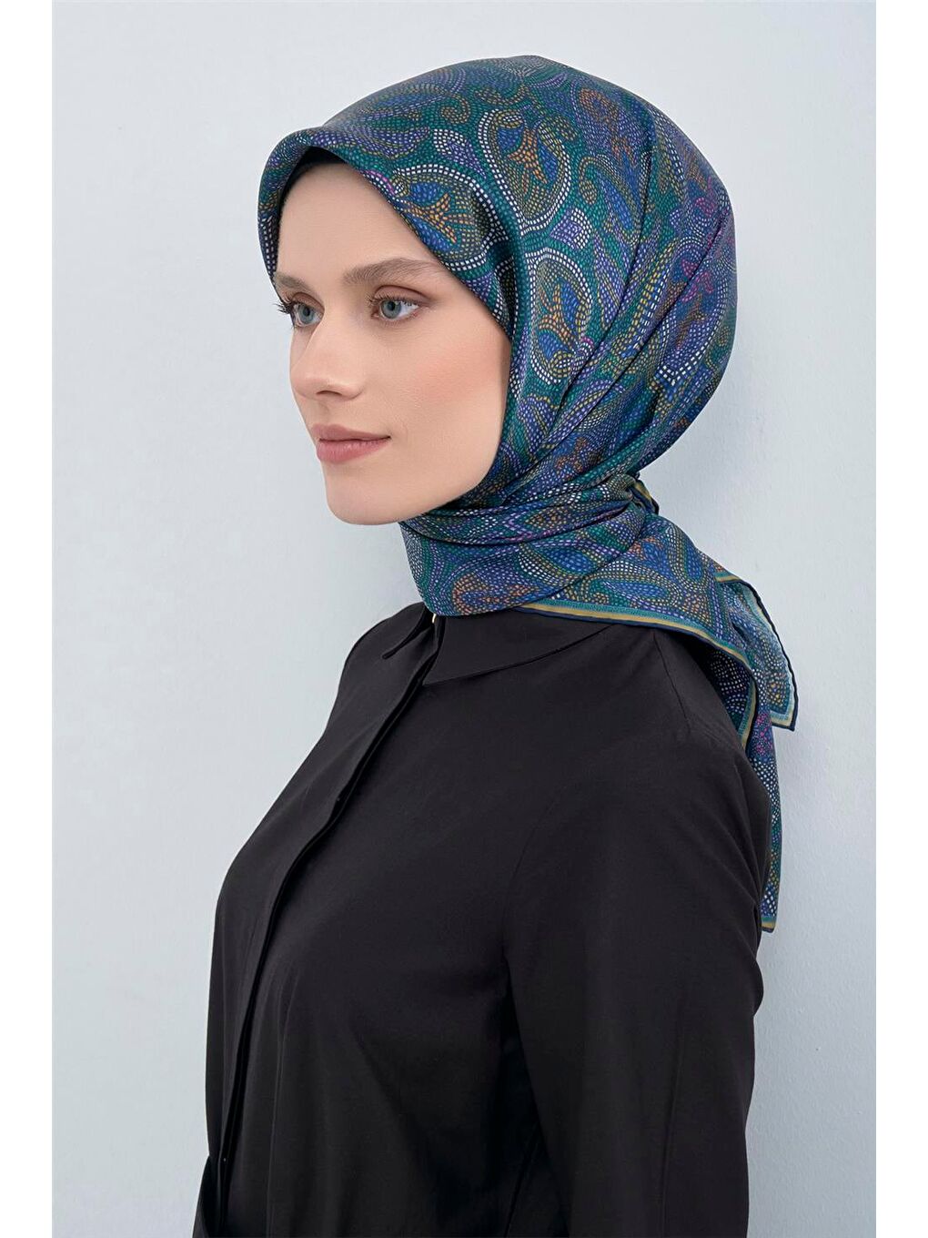 İndigo Saf İpek Twill Eşarp 9540D 80-3