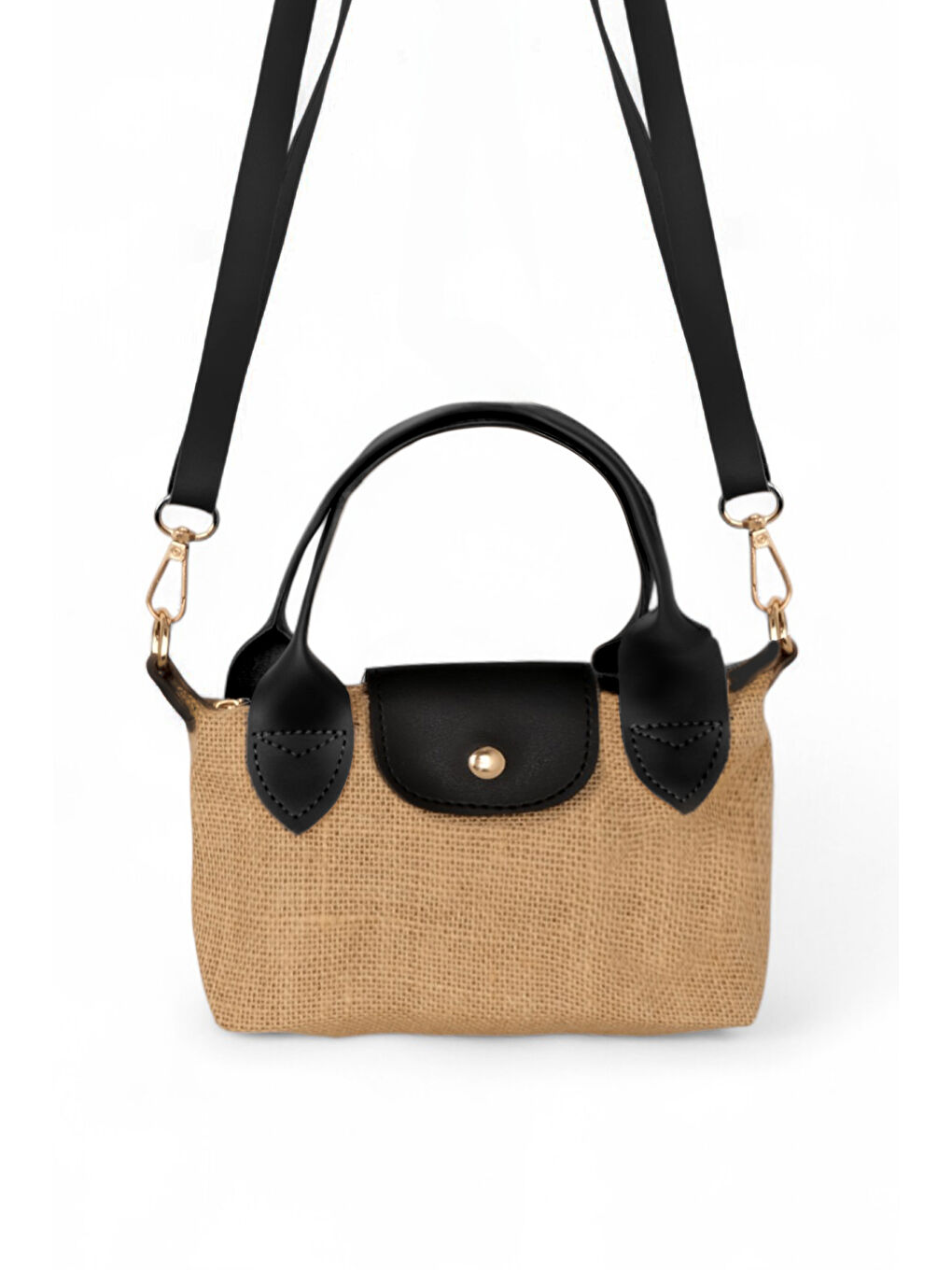 Kadın Siyah Mini Boy Askılı Hasır El ve Çapraz Çanta-1