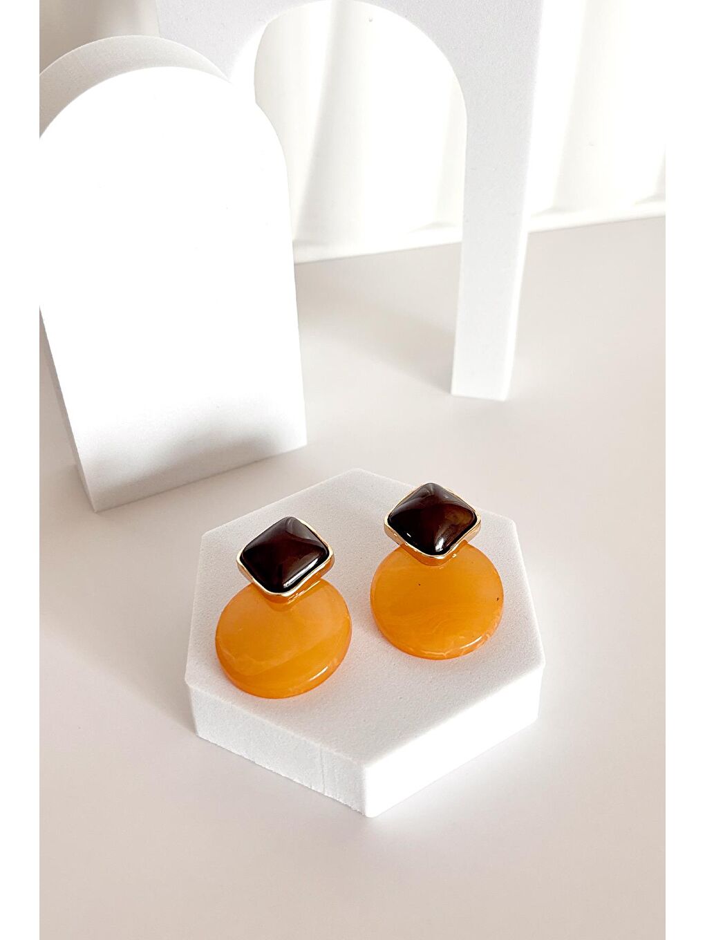 Turuncu Orbit Akrilik Küpe-3